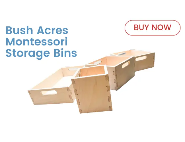 bush acres montessori storage bins and trays