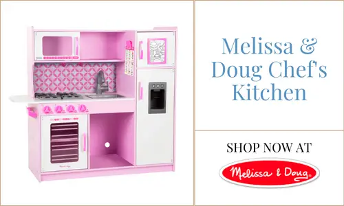 Great gifts for toddlers: Melissa and Doug kitchen is great for little hands to develop fine motor skills. 
