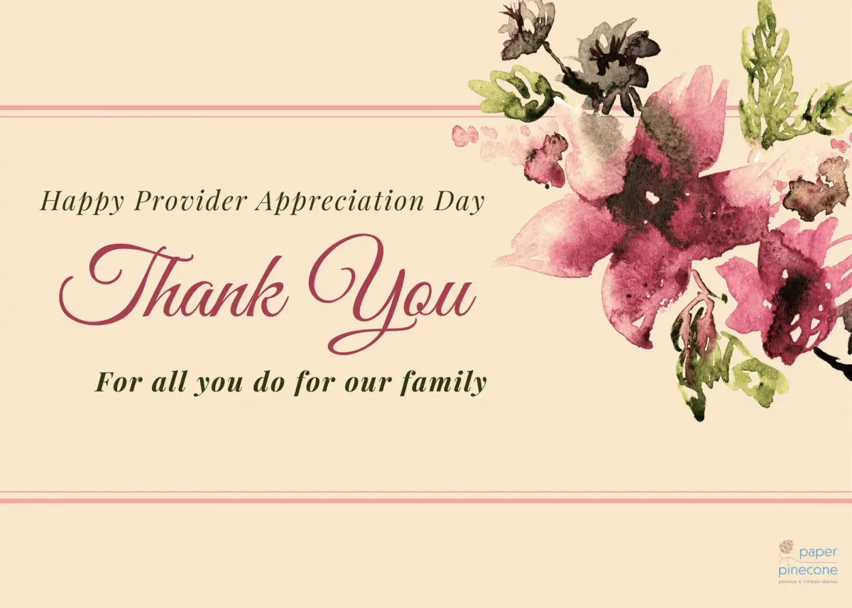 national provider appreciation day celebrates child care providers the friday before Mother's day.