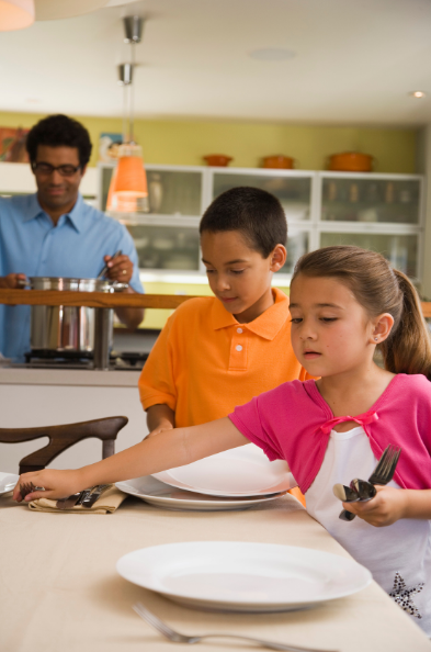 parents can turn setting the table into a play-based math game