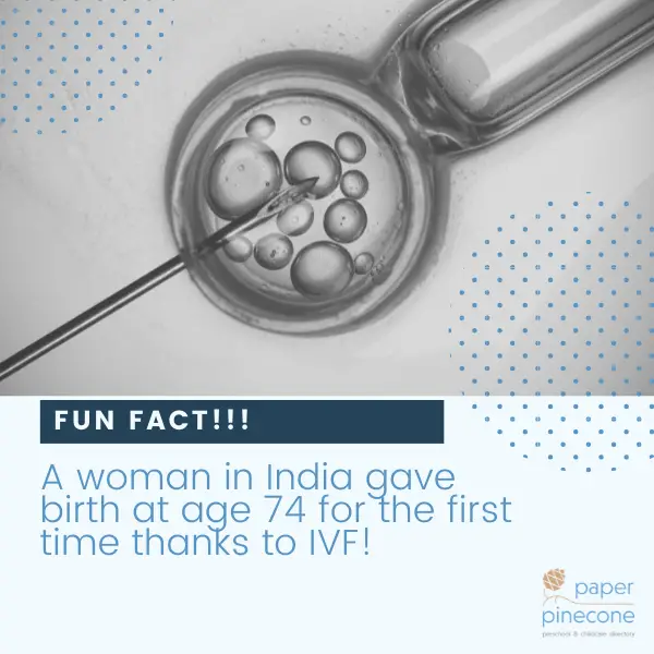 pregnancy fun fact: A woman in India gave birth at age 74 for the first time thanks to IVF!