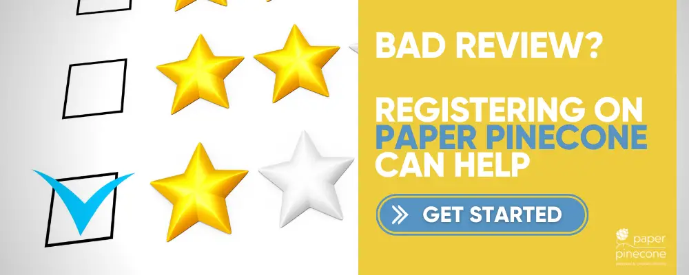 register on paper pinecone to help mitigate the impact of a bad review