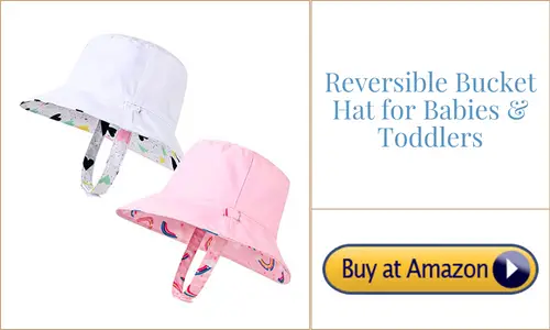Reversible bucket hat offers sun protection for baby