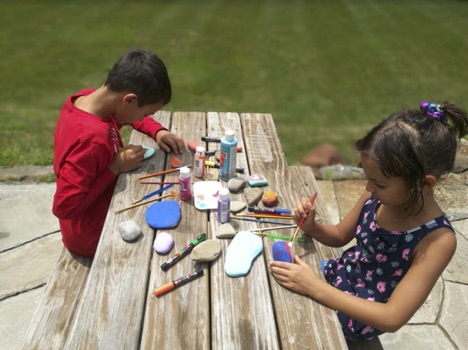 children painting rocks