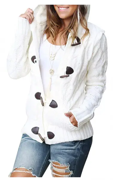 white hooded sweater
