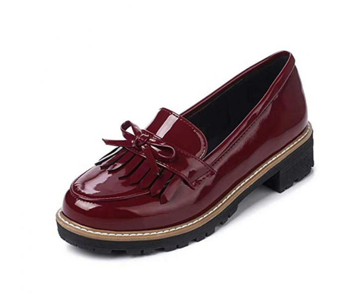 wine patent leather oxfords