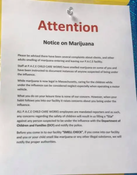 PACE massachusetts marijuana warning