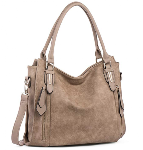 beige satchel with pockets