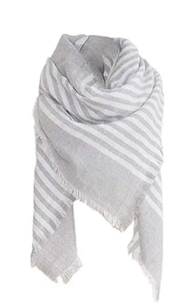 grey and white scarf
